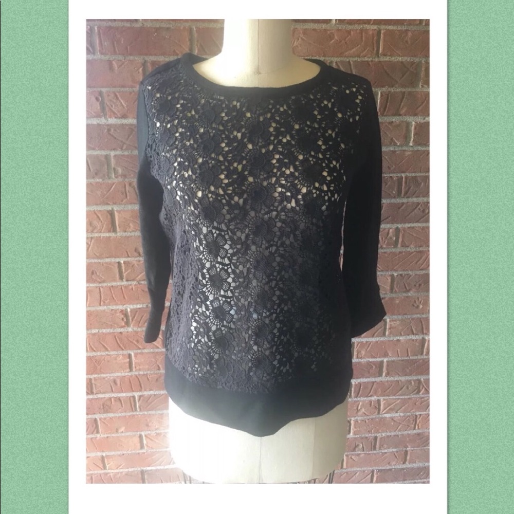 EUC LOFT Eyelet Front Sweatshirt Exposed Zipper